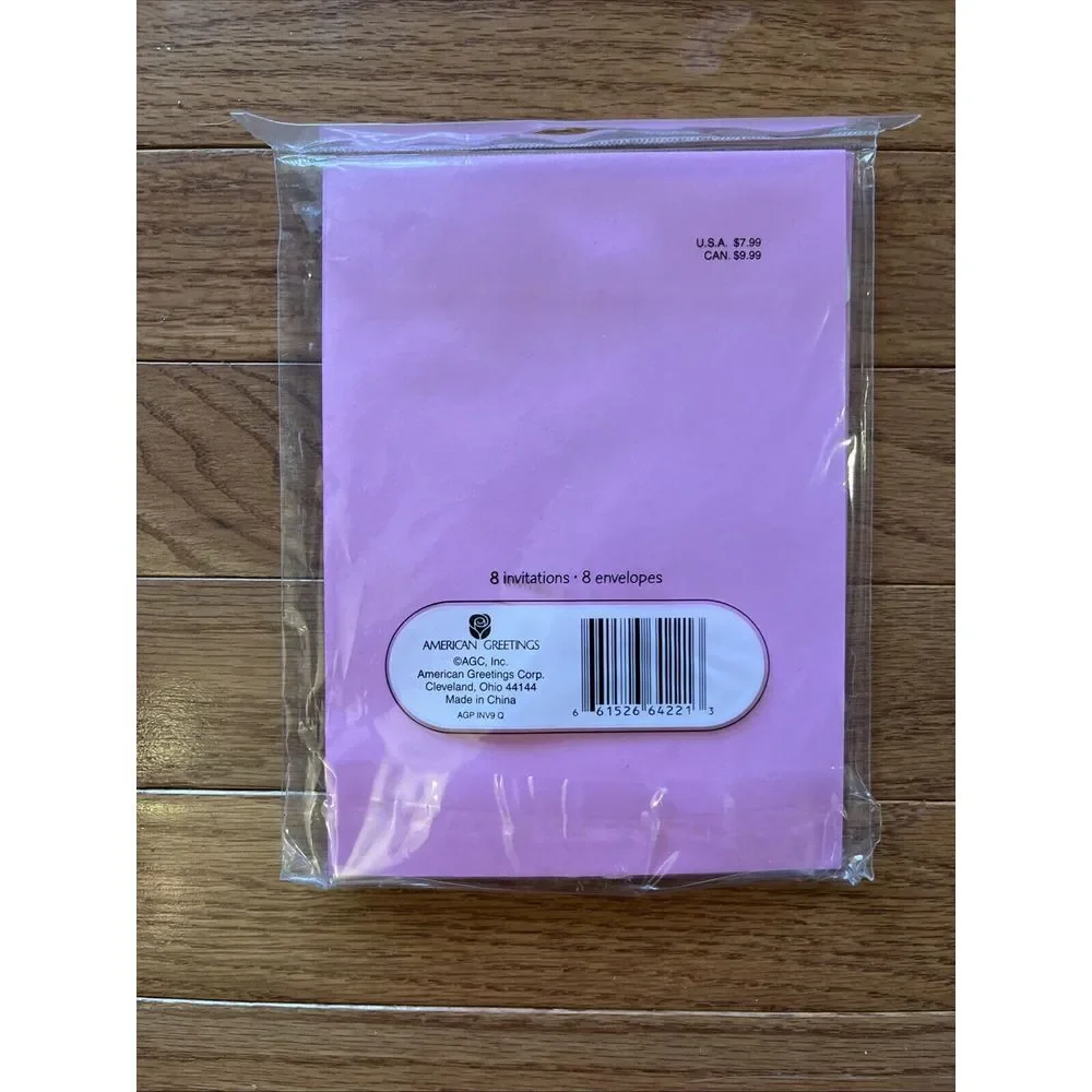 NEW American Greetings Pink Princess Crown Cat Invitations Thank You Cards 8 Ct